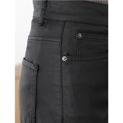 Брюки-трубы из эластичного хлопка с эффектом кожи