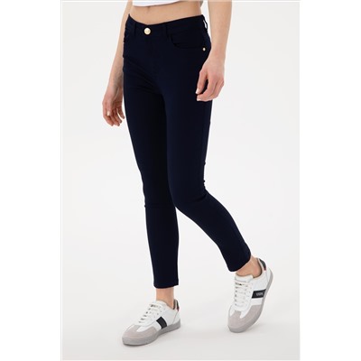 Kadın Lacivert Toothpick Fit Kanvas Pantolon
