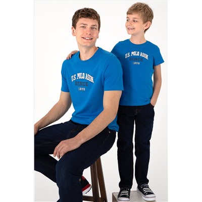 Erkek Regular Fit Bisiklet Yaka Kobalt Mavi Tişört