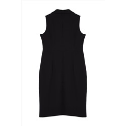 Siyah Düğme Detaylı Yırtmaçlı Fitted/Vücuda Oturan Midi Dokuma Elbise TBBSS24AH00214