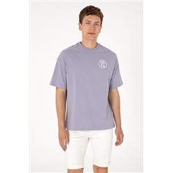 Erkek Oversize Fit Bisiklet Yaka Gri Tişört
