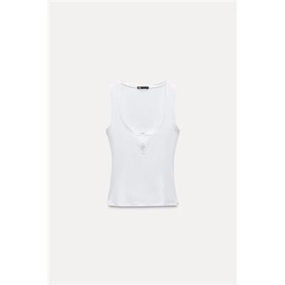 BUTTONED RIBBED T-SHIRT