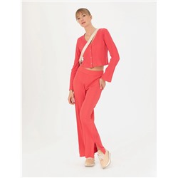 Fuşya Crop Top Örme Hırka