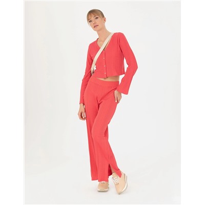 Fuşya Crop Top Örme Hırka