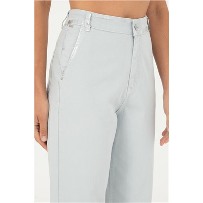 Kadın Açık Mavi Loose Cropped Fit Jean Pantolon