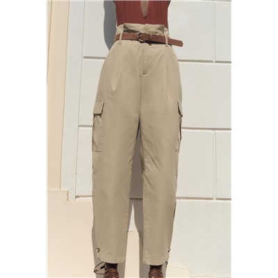 BELTED PAPERBAG CARGO TROUSERS