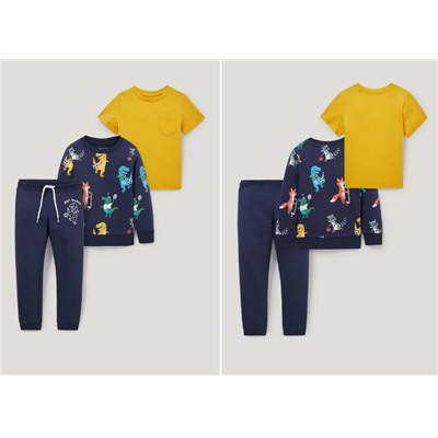 Dino - Set - Kurzarmshirt, Sweatshirt und Jogginghose