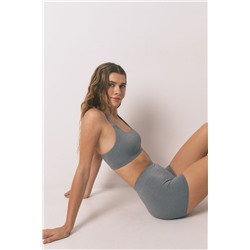 Top sin costuras LOVELY cuadrillé gris claro