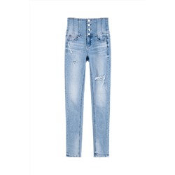 Vaquero skinny fit de tiro alto Celeste