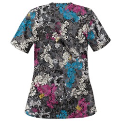 UA Romantic Scroll Black Scrub Top