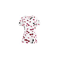White Cross Scrubs Pucker Up And See Print Top