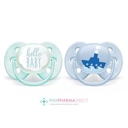 Avent Sucettes Ultra Soft 0-6 mois "Hello" & Bateau x2