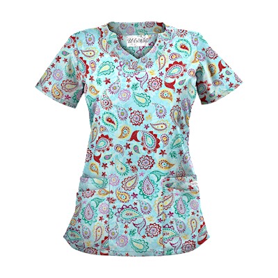 UA Gypsy Jewel Angel Blue Scrub Top