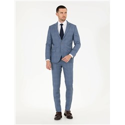 %100 Yün Mavi Ekstra Slim Fit Takım Elbise