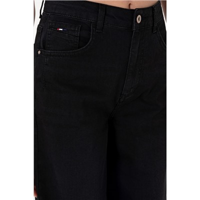 Kadın Siyah Loose Fit Jean Pantolon