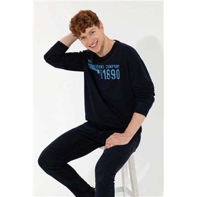 Erkek Lacivert Bisiklet Yaka Sweatshirt