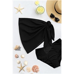 Siyah Düz Pareolu 2'li Set Büyük Beden Bikini Altı TBBSS25CR00003