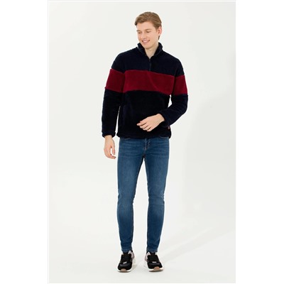 Erkek Lacivert Dik Yaka Sweatshirt