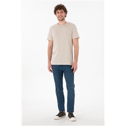 Erkek Regular Fit Bisiklet Yaka Taş Basic Tişört