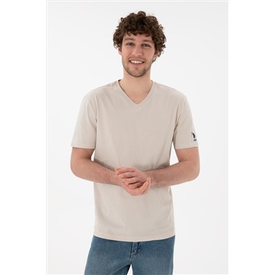 Erkek Regular Fit  V Yaka Taş Basic Tişört