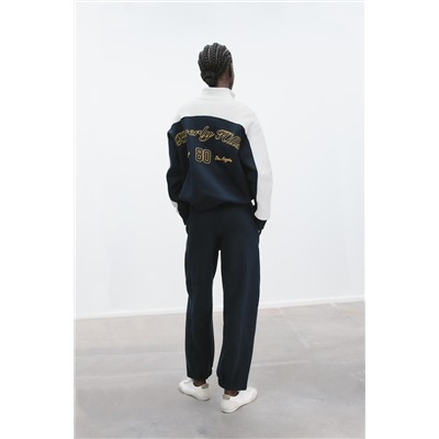 EMBROIDERED NUMBER PLUSH TROUSERS