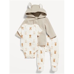 Unisex 3-Piece Kimono Hoodie, Pants & Bodysuit Layette Set for Baby