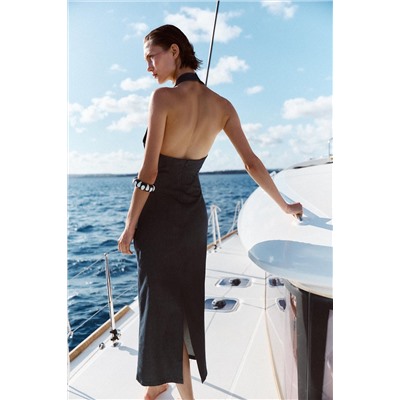 HALTER CUT-OUT MIDI DRESS
