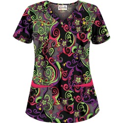 UA Imperial Garden Grey Stone Print Scrub Top