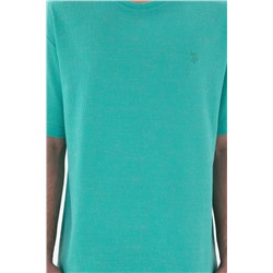 Erkek Comfort Fit Bisiklet Yaka Mint Jakarlı İnterlok Tişört