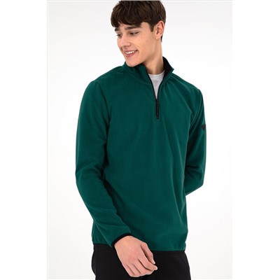 Erkek Koyu Yeşil Basic Sweatshirt