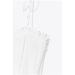 POPLIN RUFFLE MIDI DRESS