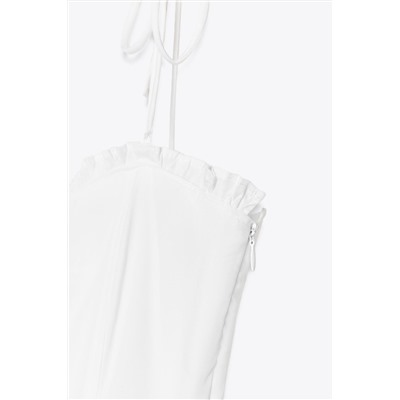 POPLIN RUFFLE MIDI DRESS