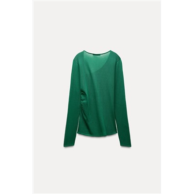 KNIT TOP WITH GATHERED SIDES