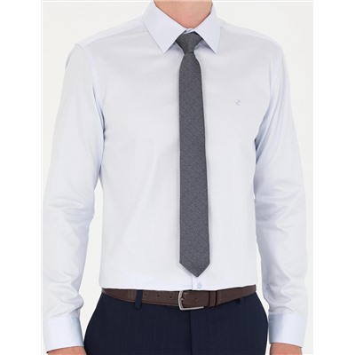 Açık Mavi Slim Fit Uzun Kollu Basic Gömlek