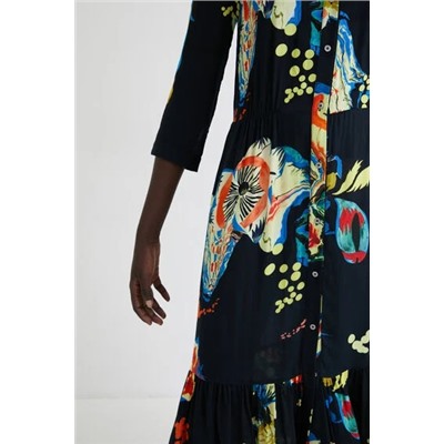 Vestido camisero largo estampado
