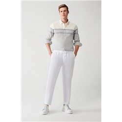 Avva Erkek Kırık Beyaz %100 Keten Yandan Cepli Relaxed Fit Rahat Kesim Pantolon A31y3041 A31Y3041