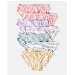 Girls 7-Pack Heart Floral Bikini Underwear - Blue/Purple