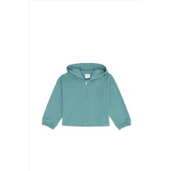 Kız Çocuk Mint Kapüşonlu Sweatshirt