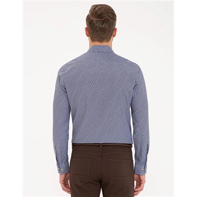 Lacivert Slim Fit Uzun Kollu Gömlek