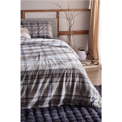 Tristan King Size %100 Pamuk Flanel Nevresim Takımı - Gri