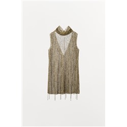 EMBROIDERED BEADED MINI DRESS