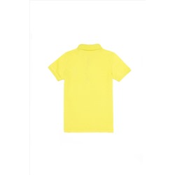 Kız Çocuk Neon Sarı Basic Polo Yaka Tişört