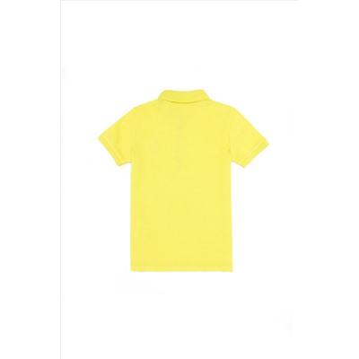 Kız Çocuk Neon Sarı Basic Polo Yaka Tişört