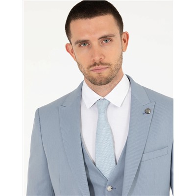 Açık Mavi Ex. Slim Fit Yelekli Takım Elbise
