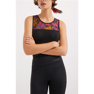 Leggings flores y transparencias