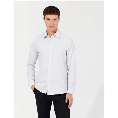 Gri Slim Fit Uzun Kollu Gömlek