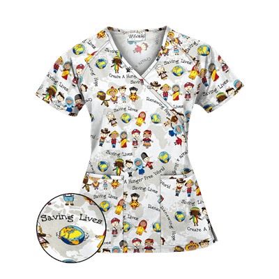 UA Create A World Mock Wrap Scrub Top