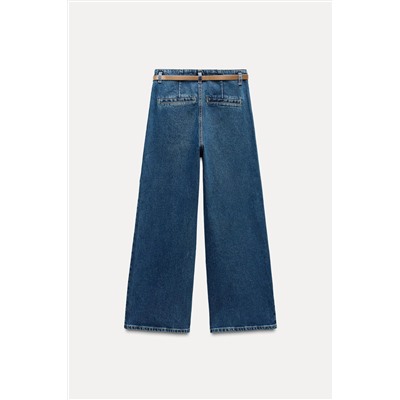 Z1975 WIDE-LEG CROPPED HIGH-WAIST BELTED JEANS