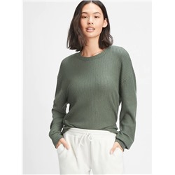 Brushed Waffle-Knit Crewneck T-Shirt