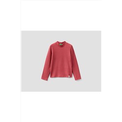 United Colors of BenettonKız Çocuk 2k5 Balıkçı Yaka Küçük Logolu T-shirt Mürdüm